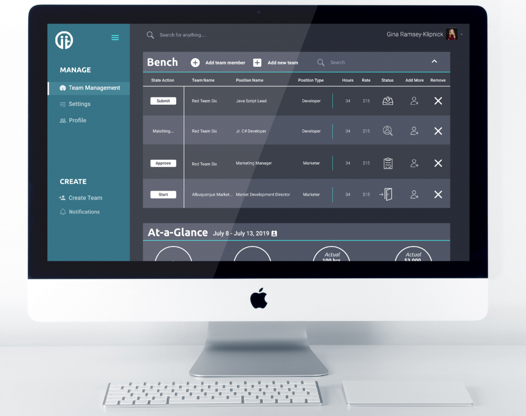 Team Management on Desktop Screen