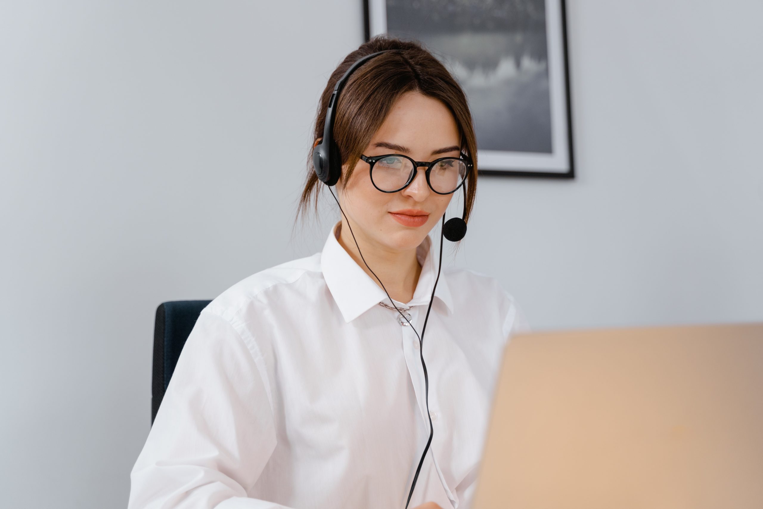 remote worker speaking on a headset